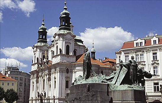 纪念建筑,教堂,背景,老城广场,布拉格,捷克共和国