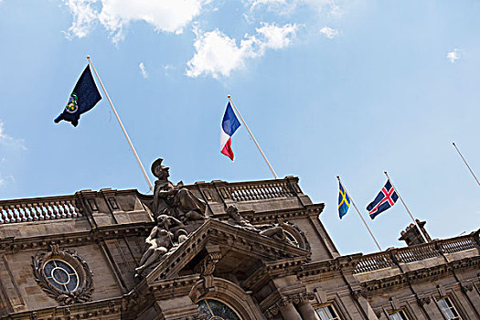 爱德华时代,市政厅,旗帜,南,泰恩-威尔,英格兰