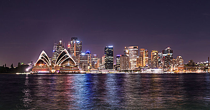 环形码头,石头,夜晚,天际线,悉尼歌剧院,歌剧院,金融区,银行,地区,悉尼,新南威尔士,澳大利亚,大洋洲
