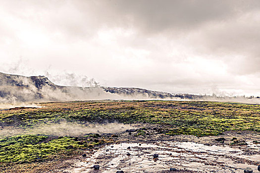 地热,活动,风景,冰岛,多云,天气