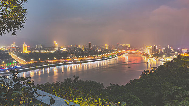 四川宜宾三江汇流城市夜景