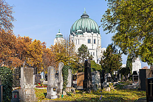 秋天,维也纳,背景,墓地,教堂,奥地利,欧洲