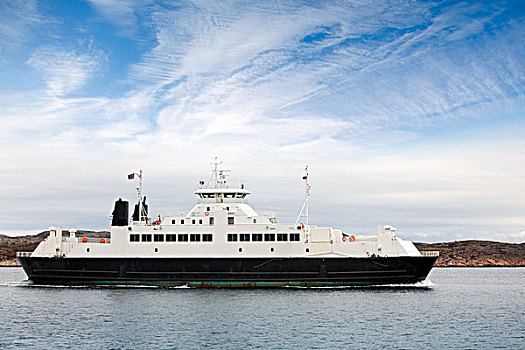 白色,乘客,渡轮,峡湾,挪威
