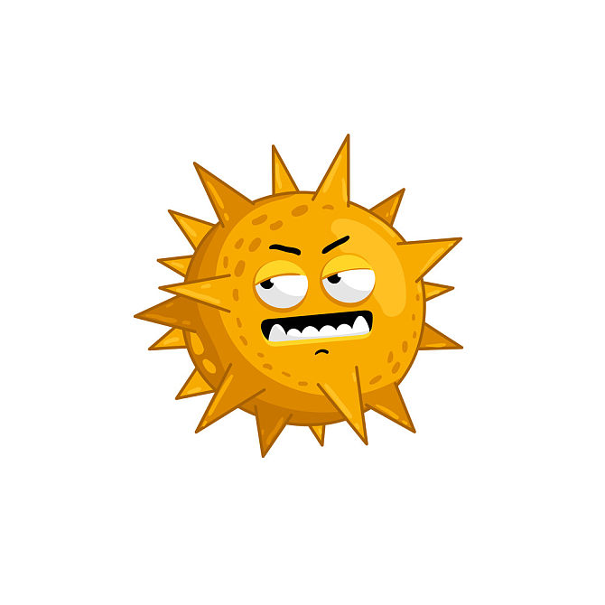 卡通_病毒_隔绝_矢量_插画_白色背景_背景_可爱_细菌_感染_有趣_病原