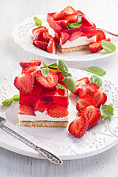 芝士蛋糕,胶冻,草莓