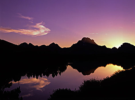 日落,麦克唐纳湖,冰川国家公园,蒙大拿,美国,大幅,尺寸