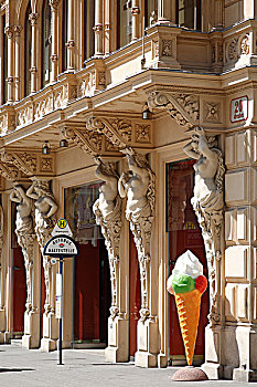 空,女像柱,冰淇淋店,维也纳,奥地利