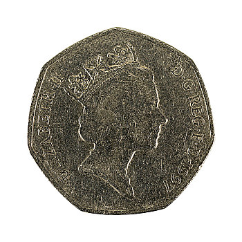 英国,50便士,硬币