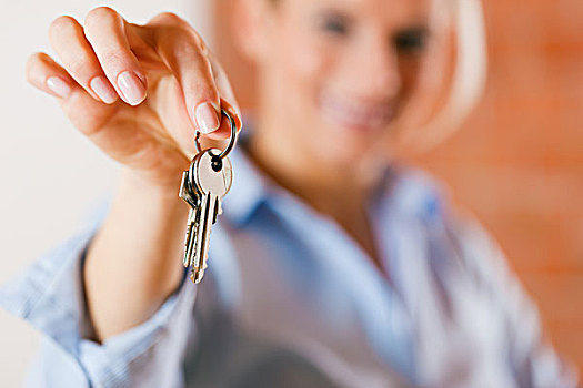 房产经纪,给,钥匙,公寓,客户,聚焦