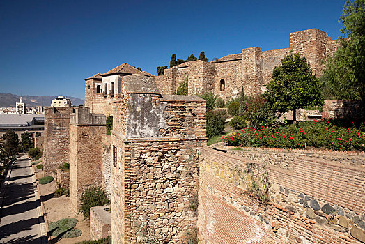 摩尔风格,要塞,阿尔卡萨瓦城堡,马拉加,安达卢西亚,西班牙,欧洲