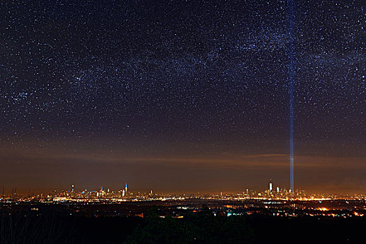 纽约,天际线,夜晚,星,911事件,亮光