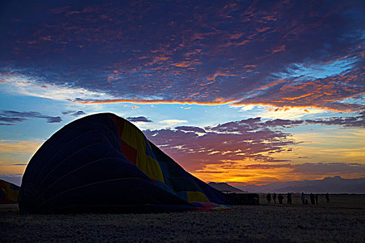 热气球,曙光,纳米布沙漠,靠近,塞斯瑞姆,纳米比亚,非洲