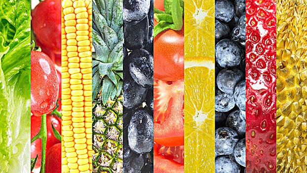 新鲜蔬果组合,健康食品的背景