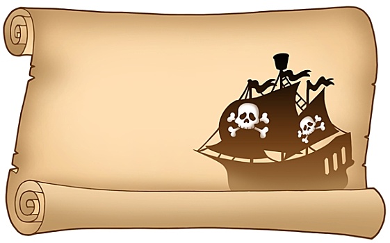 羊皮纸,海盗船,剪影