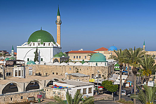 街景,清真寺,老城,阿卡古城,英亩,以色列