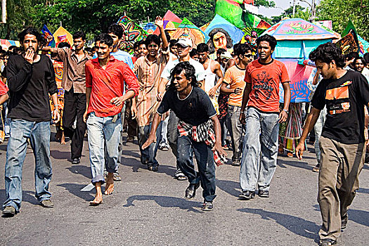 库尔纳市,城市,孟加拉,四月,2008年,日历,庆贺,白天,温暖,文化,群体,条理,安放,多样,音乐,跳舞,欢迎