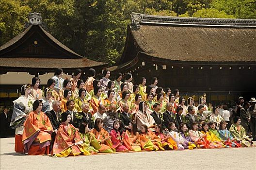 皇家,家庭,穿,传统服装,时期,节日,京都,日本,亚洲
