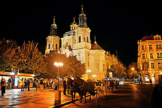 老城广场,夜晚,布拉格,捷克共和国