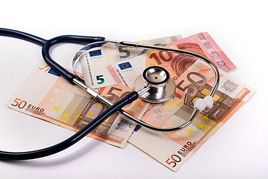 听诊器,欧元,钱,卫生保健,费用,概念