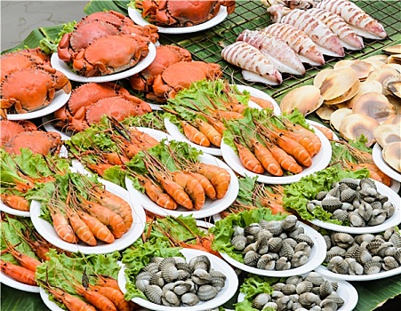 海鲜,水上市场,泰国