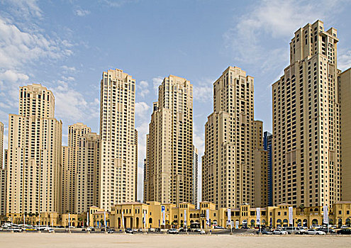阿联酋,迪拜,码头,海滩,住宅,后面