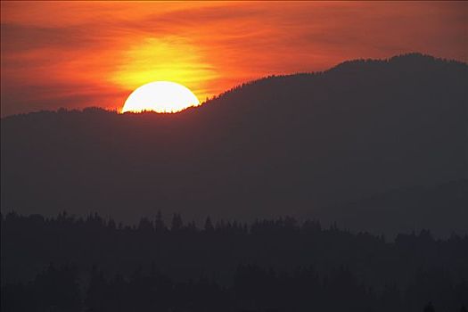 日落,山谷,不列颠哥伦比亚省,加拿大