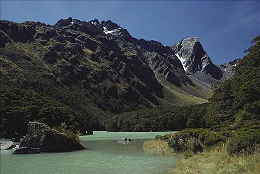 新西兰,国家公园,湖,山峦