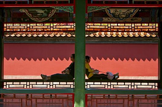 两个人,休息,颐和园,北京,中国
