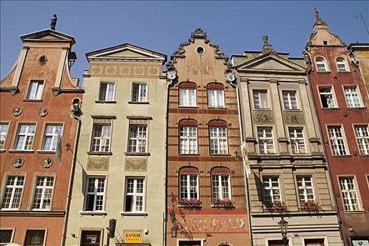 彩色,历史,独栋别墅,格丹斯克,波兰,欧洲