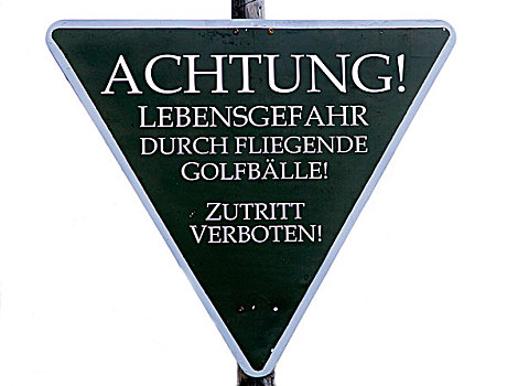 警告标识,德国,高尔夫球场,巴伐利亚,欧洲