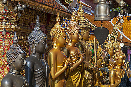 线条,佛,寺院,素贴,清迈,泰国