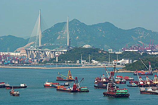 远眺,维多利亚港,西部,九龙,香港