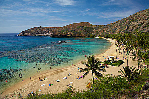 美国,夏威夷,瓦胡岛,海滩,恐龙湾,自然保护区,老,火山口