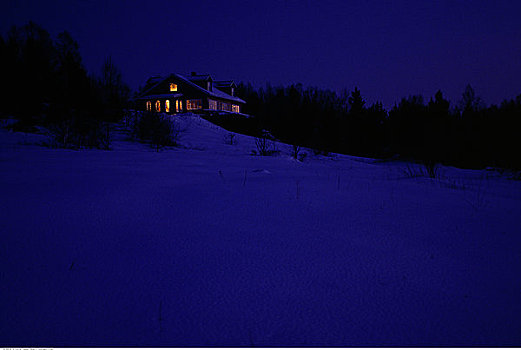 悬崖,冬天,黄昏,新布兰斯维克,加拿大