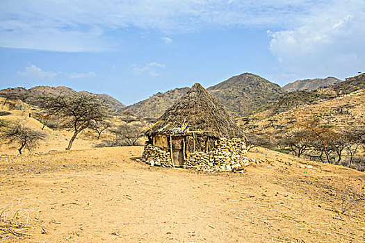 传统,小屋,高地,厄立特里亚,非洲