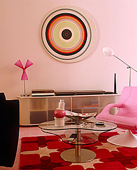 客厅,折衷,混合,彩色,60年代,艺术
