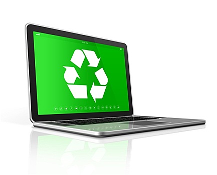笔记本电脑,循环标志,显示屏,环保,概念