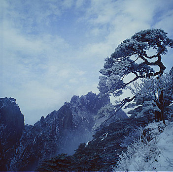 安徽黄山天都峰雪景