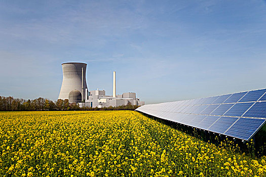 太阳能,植物,原子,发电站