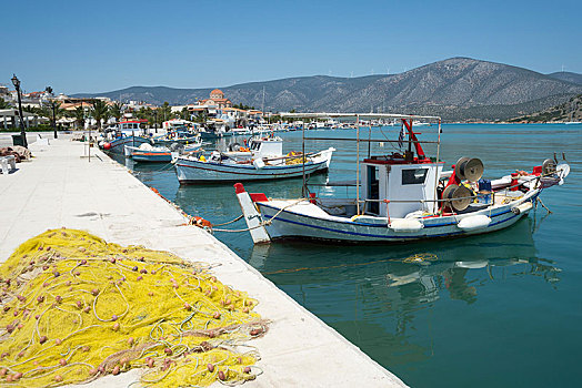 港口,渔船,阿格利司,伯罗奔尼撒半岛,希腊,欧洲