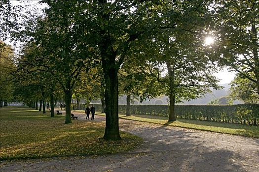 慕尼黑,德国,2005年,人,秋天,宫廷花园