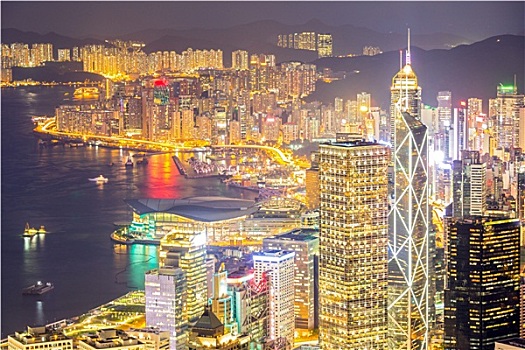 香港,天际线,俯视