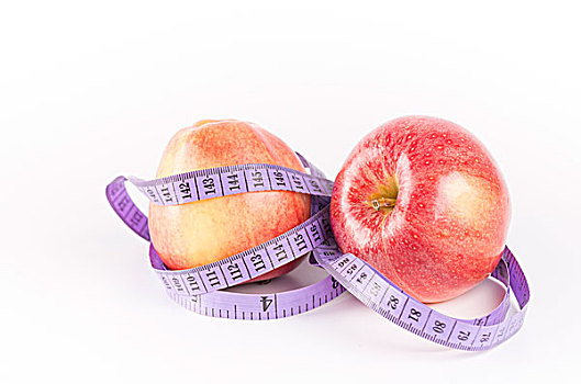 健康概念,苹果和软尺