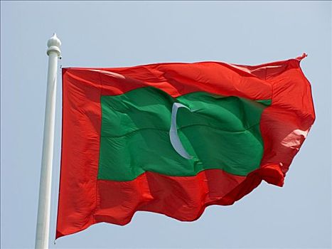 红色,绿色,旗帜,马尔代夫