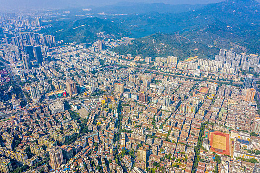 航拍广东珠海香洲区城区风光