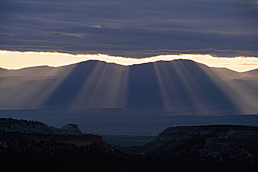 太阳光线,方山,瑞欧格兰山谷,新墨西哥,美国