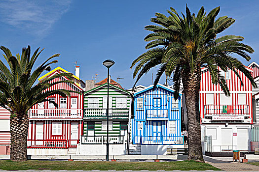 糖果,条纹,涂绘,海滨别墅,房子,贝拉,滨海,葡萄牙