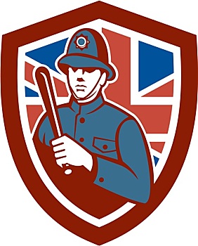 英国,警察,旗帜,盾,复古