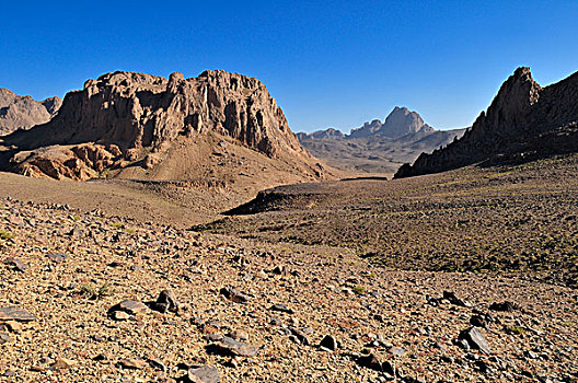 火山地貌,靠近,阿哈加尔,山峦,阿尔及利亚,撒哈拉沙漠,北非