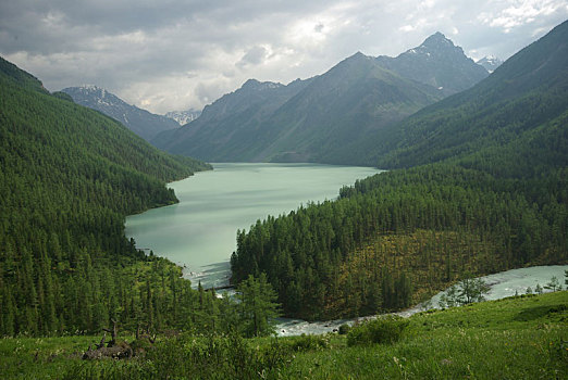 漂亮,山景,靠近,湖,高山湖,山地,水,山谷